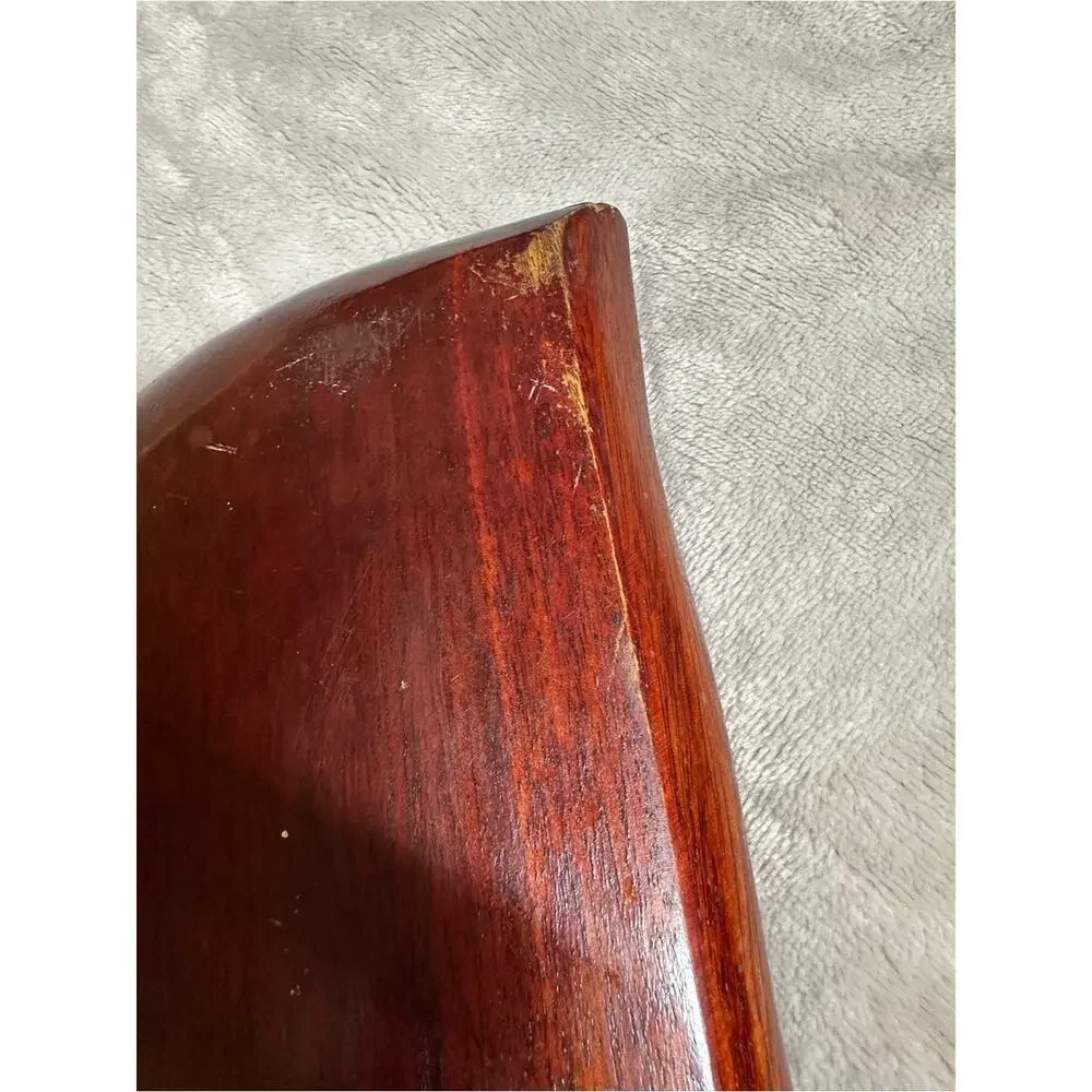 Vtg Mid Century Wood Leaf Divided Serving Platter 3 Section Tray Handle 20
